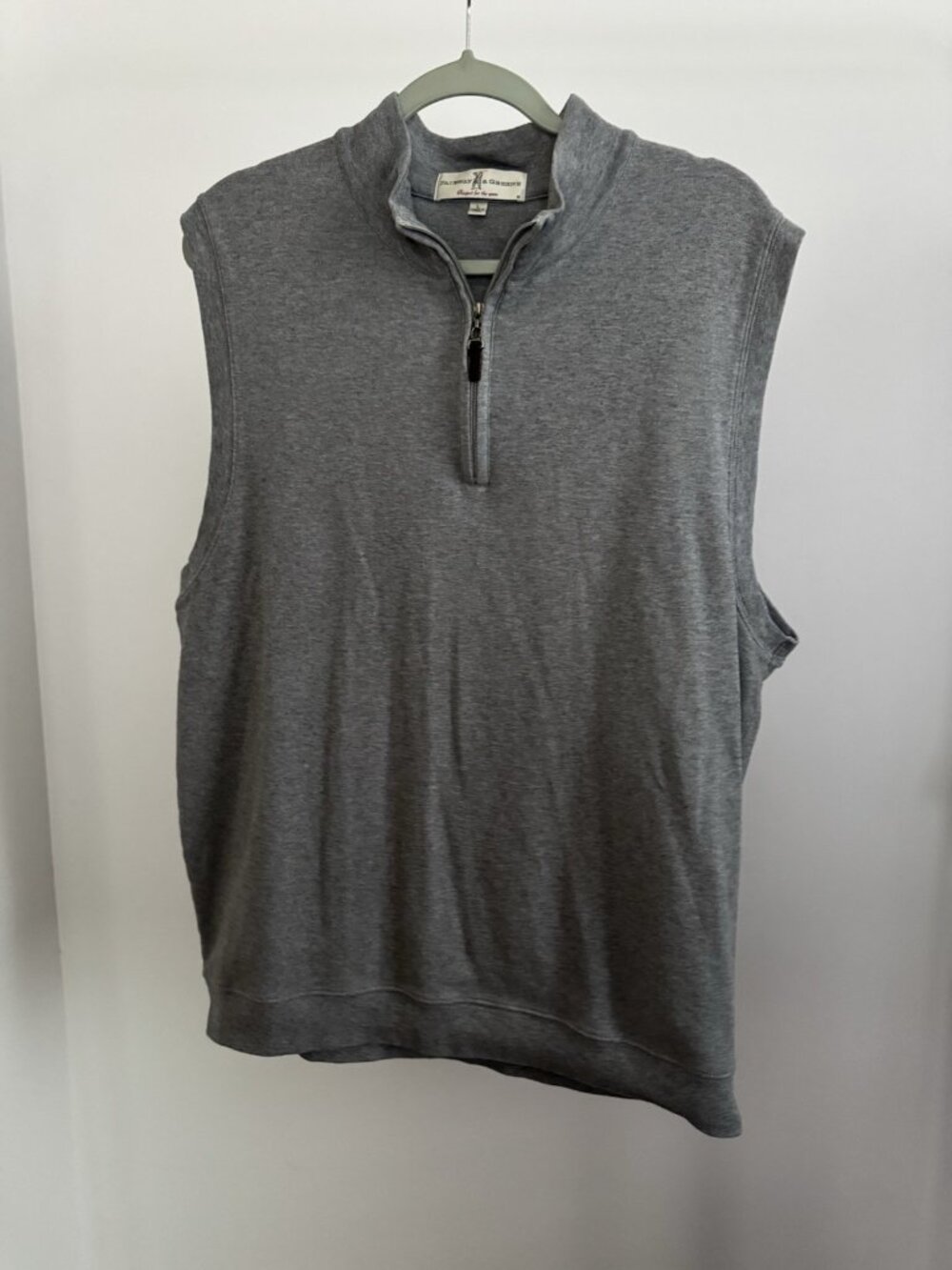 Fairway & Greene Golf Vest Men's Large Gray 1/4 Zip Merino Blend